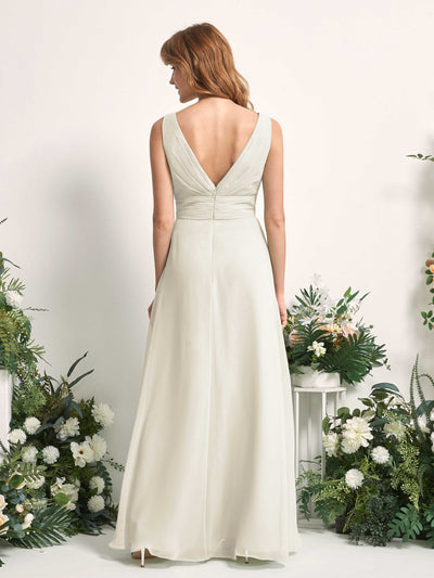 Carlyna Mollie A-Line Ivory Bridesmaid Dress Maxi Sleeveless V-Neck Dress #color_ivory