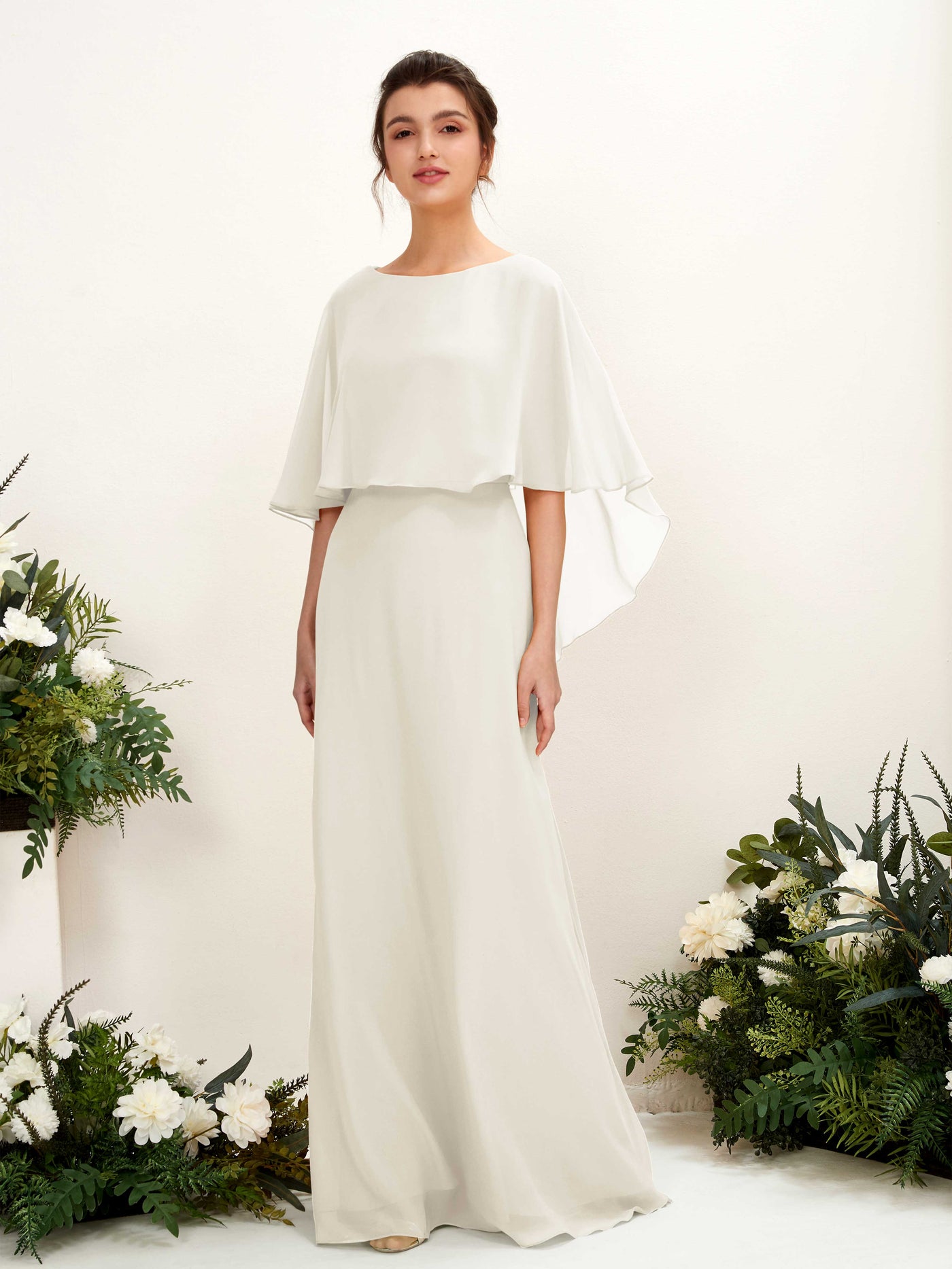 A-line Bateau Sleeveless Chiffon Bridesmaid Dress - Ivory (81222026)#color_ivory