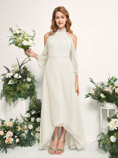 Carlyna Maxine A-Line Ivory Bridesmaid Dress Maxi Sleeveless Round Neck Dress #color_ivory