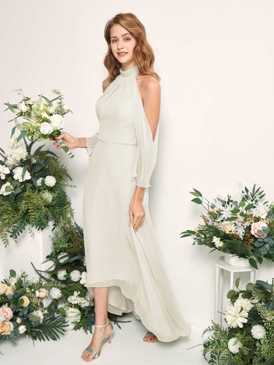 Carlyna Maxine A-Line Ivory Bridesmaid Dress Maxi Sleeveless Round Neck Dress #color_ivory