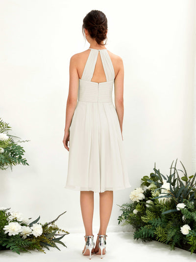 Carlyna Davina A-Line Ivory Bridesmaid Dress Knee-Length Sleeveless Round Neck Dress Back View #color_ivory