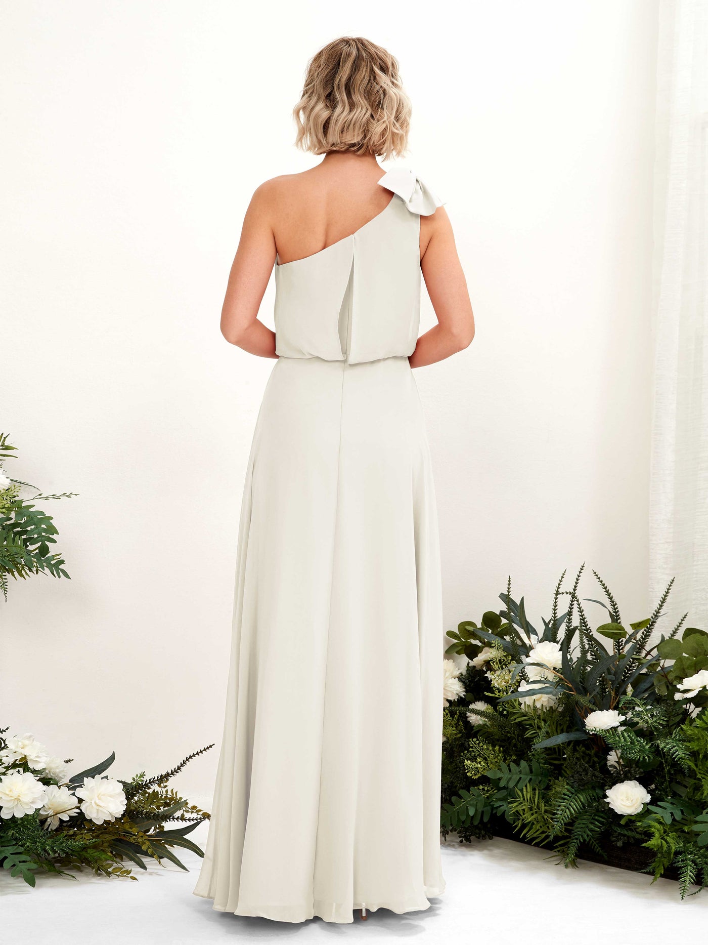 A-line One Shoulder Sleeveless Chiffon Bridesmaid Dress - Ivory (81225526)#color_ivory