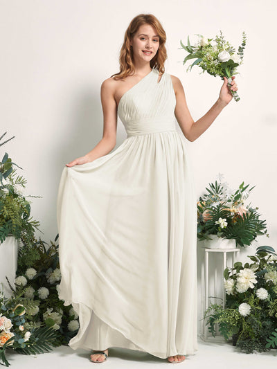Carlyna Evelyn A-Line Ivory Bridesmaid Dress Maxi Sleeveless One Shoulder Dress Front View #color_ivory