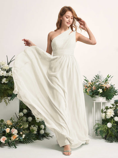 Carlyna Evelyn A-Line Ivory Bridesmaid Dress Maxi Sleeveless One Shoulder Dress Side View 2 #color_ivory
