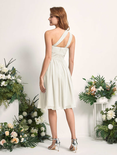 Carlyna Echo A-Line Ivory Bridesmaid Dress Knee-Length Sleeveless One Shoulder Dress Back View #color_ivory