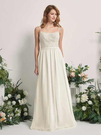 Carlyna Ursula A-Line Ivory Beaded Bridesmaid Dress Maxi Sleeveless Sweetheart Dress #color_ivory