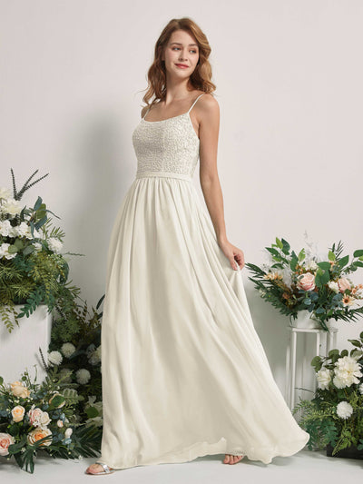 Carlyna Ursula A-Line Ivory Beaded Bridesmaid Dress Maxi Sleeveless Sweetheart Dress #color_ivory