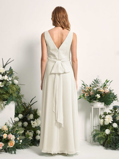 Carlyna June A-Line Ivory Bridesmaid Dress Maxi Sleeveless V-Neck Dress #color_ivory