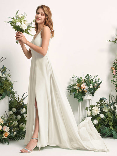 Carlyna Marcia A-Line Ivory Bridesmaid Dress Maxi Sleeveless V-Neck Dress #color_ivory