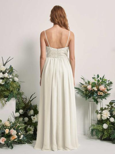 Carlyna Verna A-Line Ivory Beaded Bridesmaid Dress Maxi Sleeveless Sweetheart Dress #color_ivory