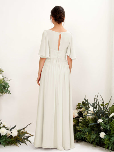 Carlyna Odette A-Line Ivory Bridesmaid Dress Maxi Short Sleeve V-Neck Dress #color_ivory