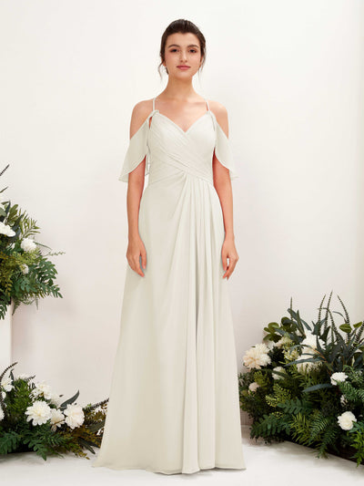 Carlyna Orlane A-Line Ivory Bridesmaid Dress Maxi Sleeveless V-Neck Dress #color_ivory