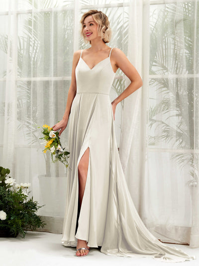 Carlyna Mana A-Line Ivory Bridesmaid Dress Maxi Sleeveless V-Neck Dress #color_ivory