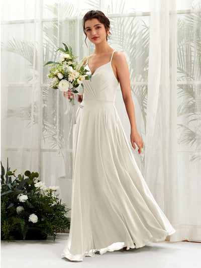 Carlyna Naura A-Line Ivory Bridesmaid Dress Maxi Sleeveless V-Neck Dress #color_ivory