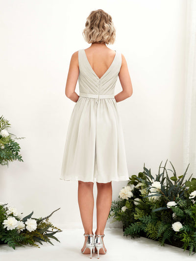 Carlyna Natasha A-Line Ivory Bridesmaid Dress Knee-Length Sleeveless V-Neck Dress #color_ivory