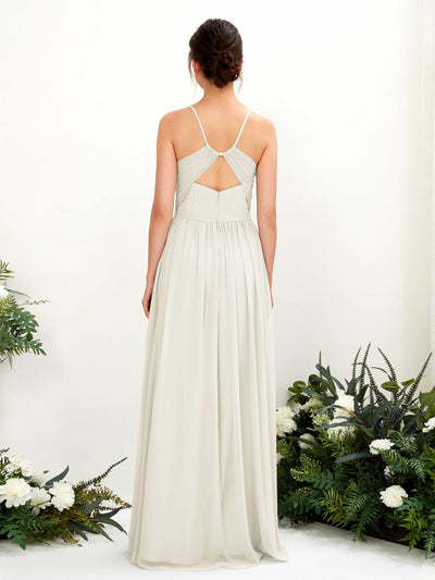 Carlyna Angela A-Line Ivory Bridesmaid Dress Maxi Sleeveless V-Neck Dress Back View #color_ivory