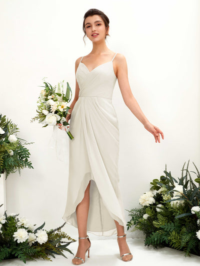 Carlyna Liliane Sheath Ivory Bridesmaid Dress Midi Sleeveless V-Neck Dress #color_ivory