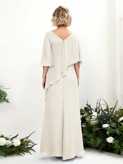 Carlyna Violaine A-Line Ivory Bridesmaid Dress Maxi Three Quarter Sleeve V-Neck Dress #color_ivory