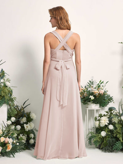 Carlyna Carolyn Convertible Biscotti Bridesmaid Dress Maxi Sleeveless Sweetheart Dress Side View 4 #color_biscotti