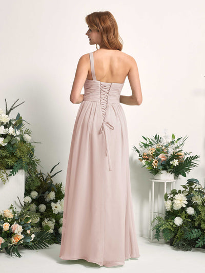 Carlyna Pandora A-Line Biscotti Bridesmaid Dress Maxi Sleeveless One Shoulder Dress #color_biscotti