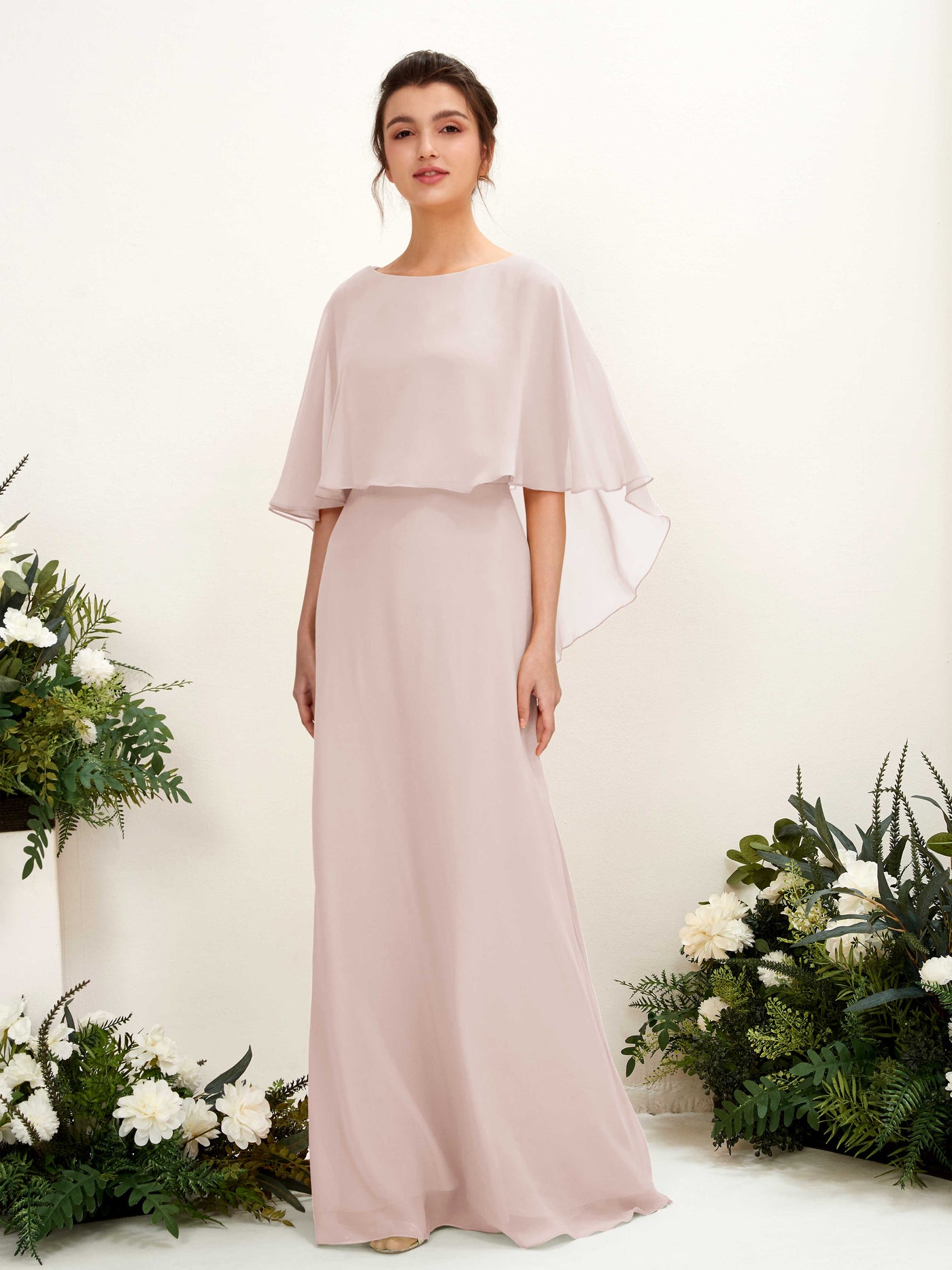 A-line Bateau Sleeveless Chiffon Bridesmaid Dress - Biscotti (81222035)#color_biscotti