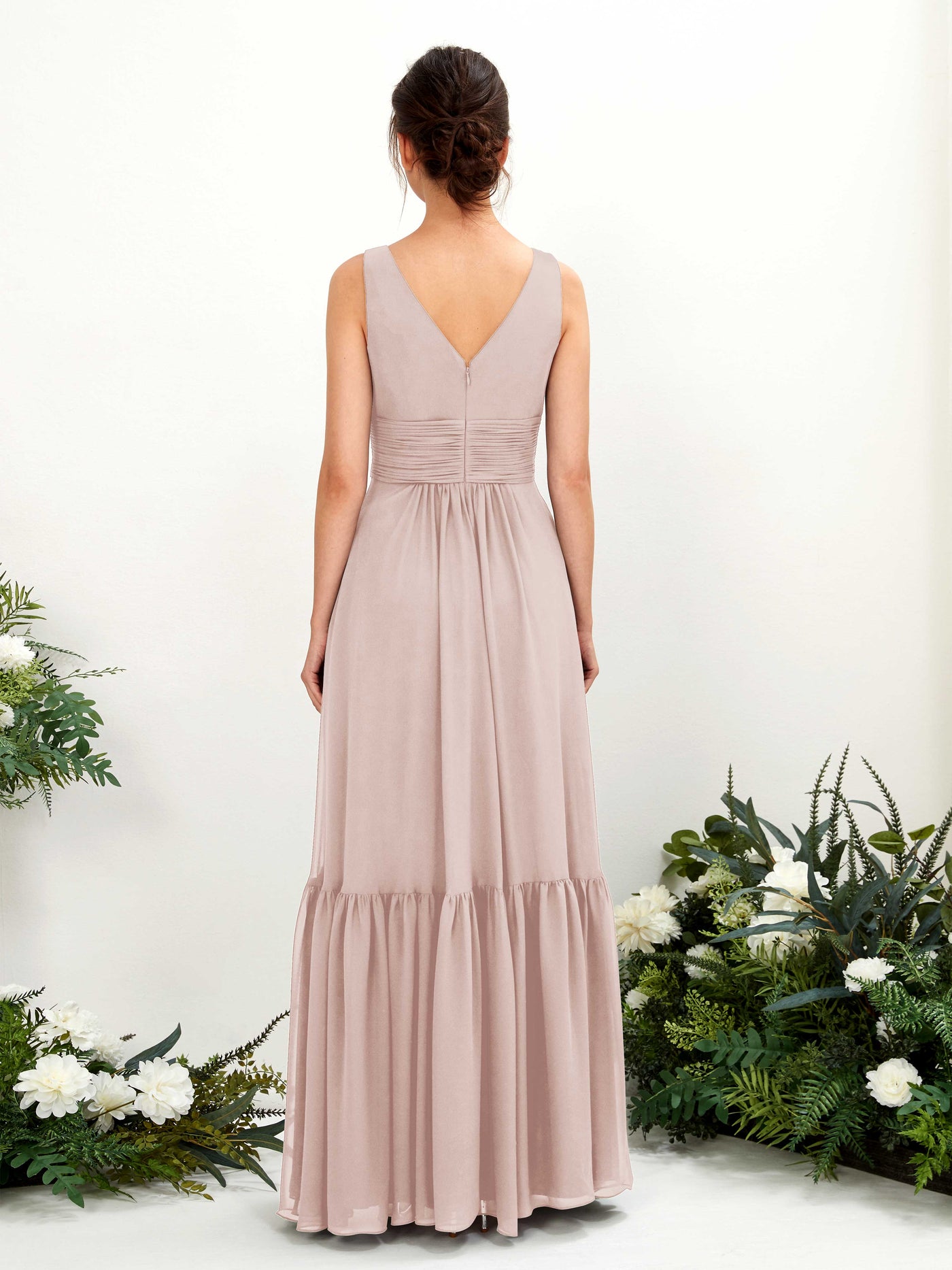 A-line Maternity Straps Sleeveless Chiffon Bridesmaid Dress - Biscotti (80223735)#color_biscotti