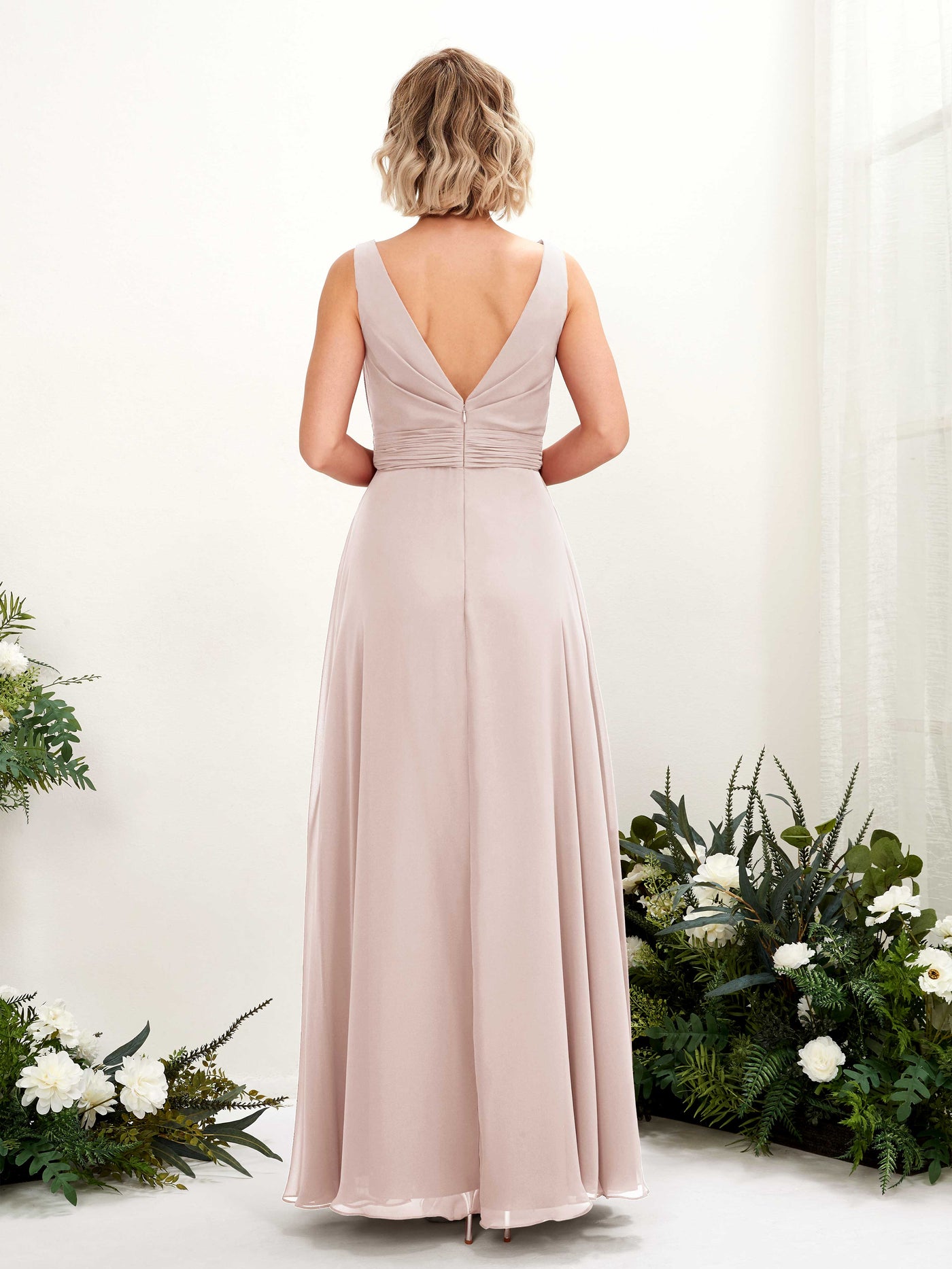 A-line Bateau Sleeveless Chiffon Bridesmaid Dress - Biscotti (81225835)#color_biscotti