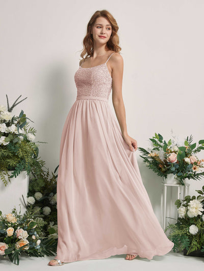 Carlyna Ursula A-Line Biscotti Beaded Bridesmaid Dress Maxi Sleeveless Sweetheart Dress #color_biscotti