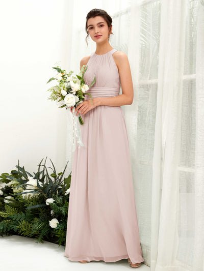 Carlyna Noelle A-Line Biscotti Bridesmaid Dress Maxi Sleeveless Round Neck Dress #color_biscotti