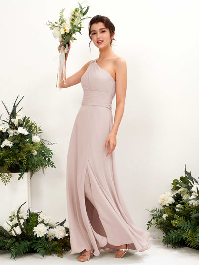 Carlyna Trita Sheath Biscotti Bridesmaid Dress Maxi Sleeveless One Shoulder Dress #color_biscotti