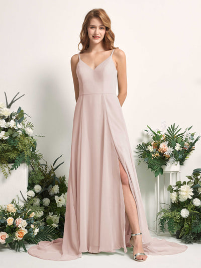 Carlyna Marcia A-Line Biscotti Bridesmaid Dress Maxi Sleeveless V-Neck Dress #color_biscotti