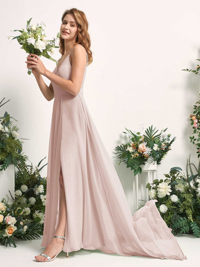 Carlyna Marcia A-Line Biscotti Bridesmaid Dress Maxi Sleeveless V-Neck Dress #color_biscotti