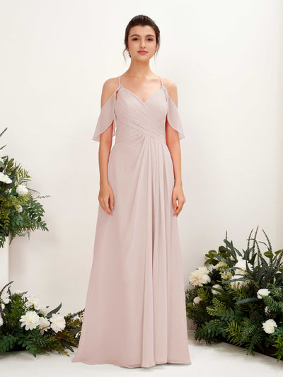 Carlyna Orlane A-Line Biscotti Bridesmaid Dress Maxi Sleeveless V-Neck Dress #color_biscotti
