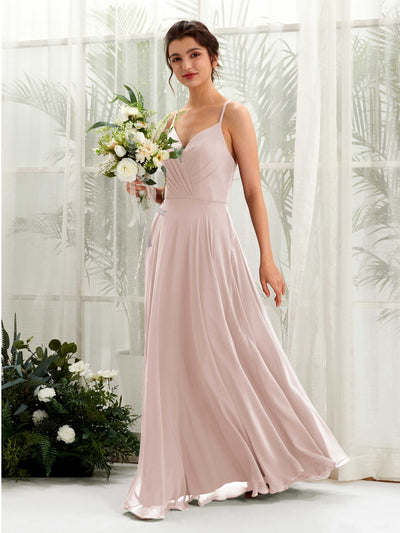 Carlyna Naura A-Line Biscotti Bridesmaid Dress Maxi Sleeveless V-Neck Dress #color_biscotti