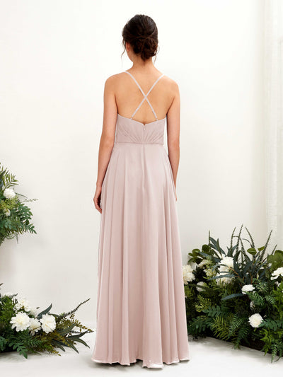 Carlyna Naura A-Line Biscotti Bridesmaid Dress Maxi Sleeveless V-Neck Dress #color_biscotti