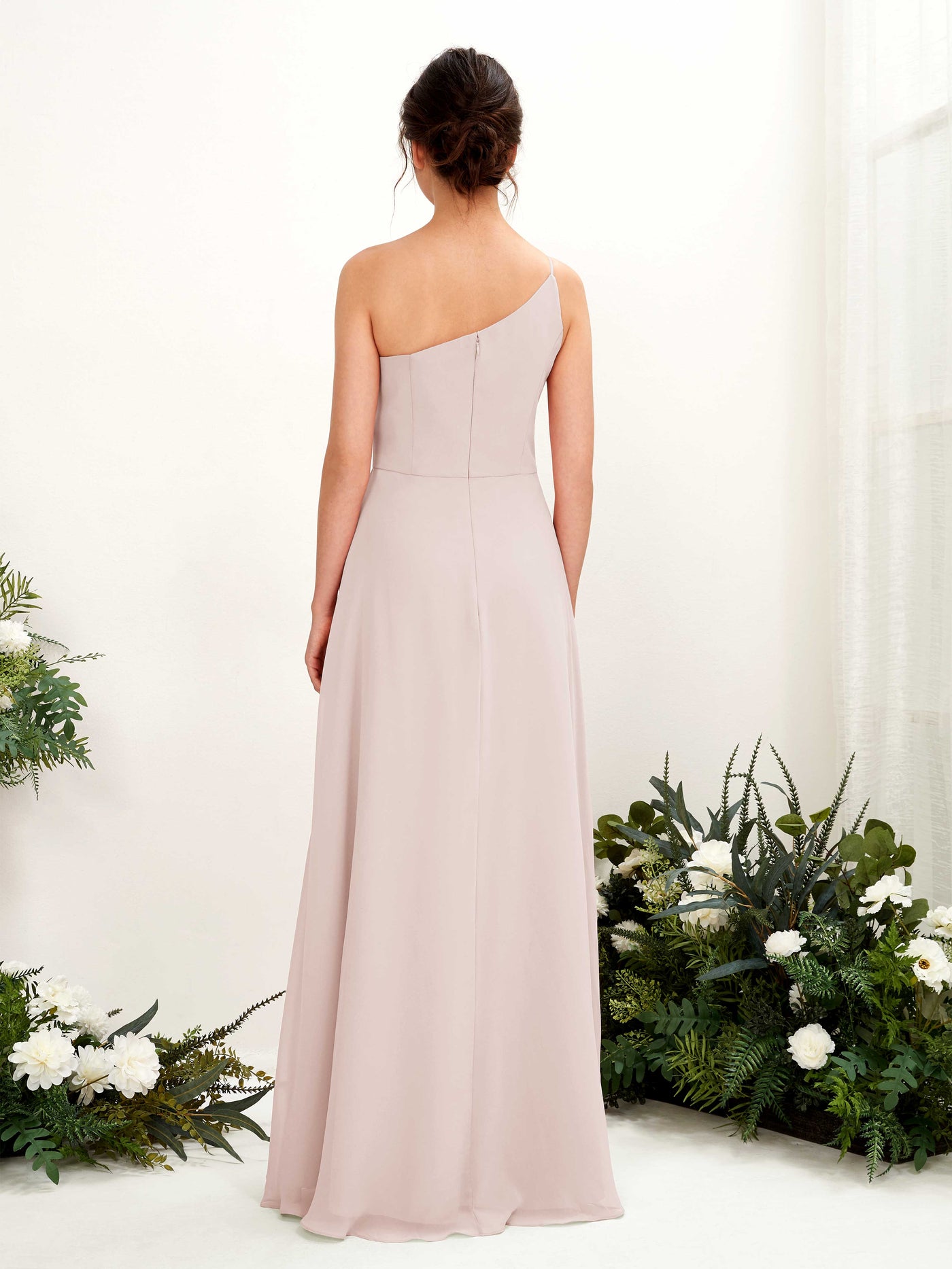 One Shoulder Sleeveless Chiffon Bridesmaid Dress - Biscotti (81225735)#color_biscotti