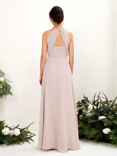 Carlyna Joa A-Line Biscotti Bridesmaid Dress Maxi Sleeveless V-Neck Dress #color_biscotti