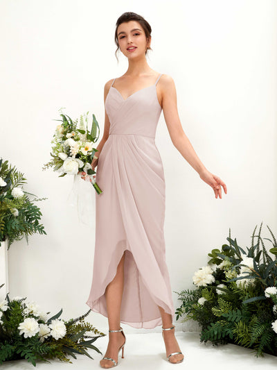Carlyna Liliane Sheath Biscotti Bridesmaid Dress Midi Sleeveless V-Neck Dress #color_biscotti