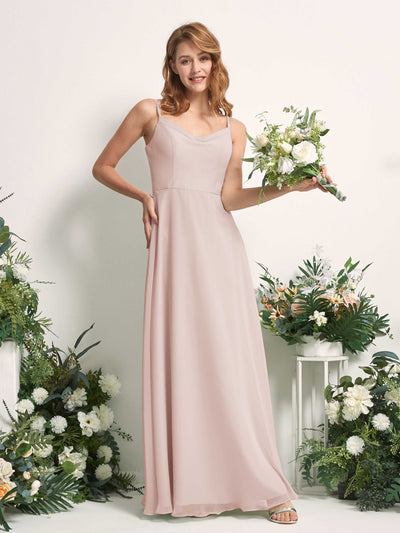Carlyna Hannah A-Line Biscotti Bridesmaid Dress Maxi Sleeveless Sweetheart Dress Front View #color_biscotti