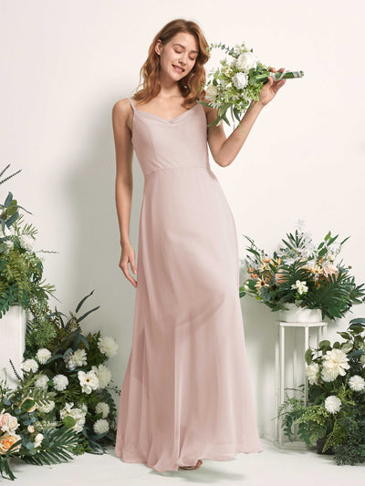 Carlyna Hannah A-Line Biscotti Bridesmaid Dress Maxi Sleeveless Sweetheart Dress Side View 2 #color_biscotti