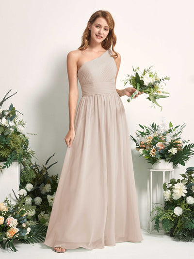 Carlyna Pandora A-Line Champagne Bridesmaid Dress Maxi Sleeveless One Shoulder Dress #color_champagne