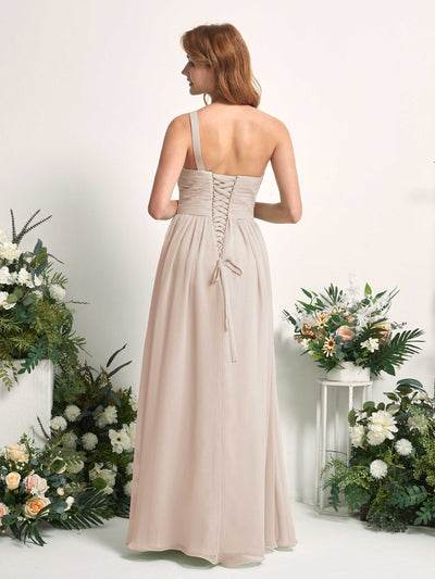 Carlyna Pandora A-Line Champagne Bridesmaid Dress Maxi Sleeveless One Shoulder Dress #color_champagne