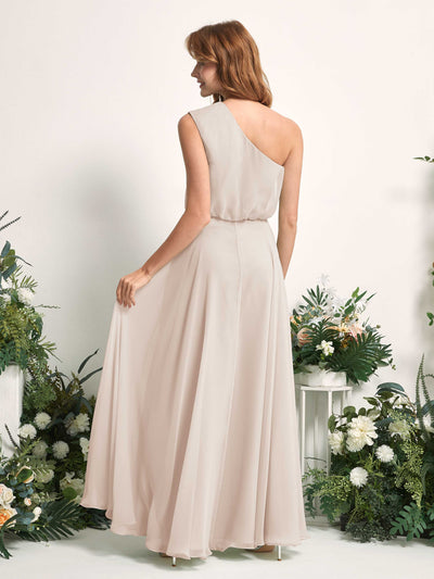 Carlyna Cecily A-Line Champagne Bridesmaid Dress Maxi Sleeveless One Shoulder Dress Back View #color_champagne