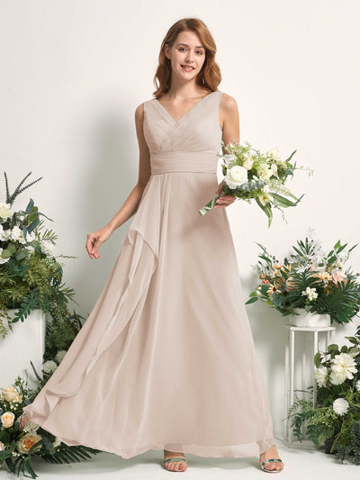 Carlyna Mollie A-Line Champagne Bridesmaid Dress Maxi Sleeveless V-Neck Dress #color_champagne