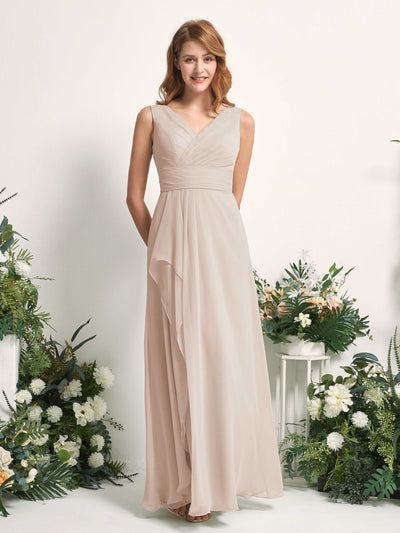 Carlyna Mollie A-Line Champagne Bridesmaid Dress Maxi Sleeveless V-Neck Dress #color_champagne