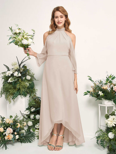 Carlyna Maxine A-Line Champagne Bridesmaid Dress Maxi Sleeveless Round Neck Dress #color_champagne
