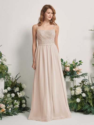 Carlyna Ursula A-Line Champagne Beaded Bridesmaid Dress Maxi Sleeveless Sweetheart Dress #color_champagne