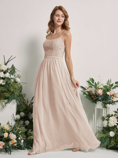 Carlyna Ursula A-Line Champagne Beaded Bridesmaid Dress Maxi Sleeveless Sweetheart Dress #color_champagne