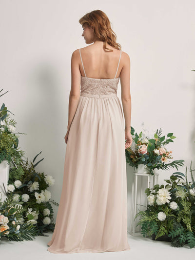 Carlyna Ursula A-Line Champagne Beaded Bridesmaid Dress Maxi Sleeveless Sweetheart Dress #color_champagne
