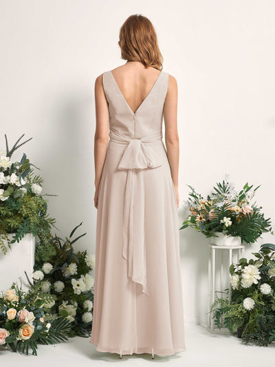 Carlyna June A-Line Champagne Bridesmaid Dress Maxi Sleeveless V-Neck Dress #color_champagne